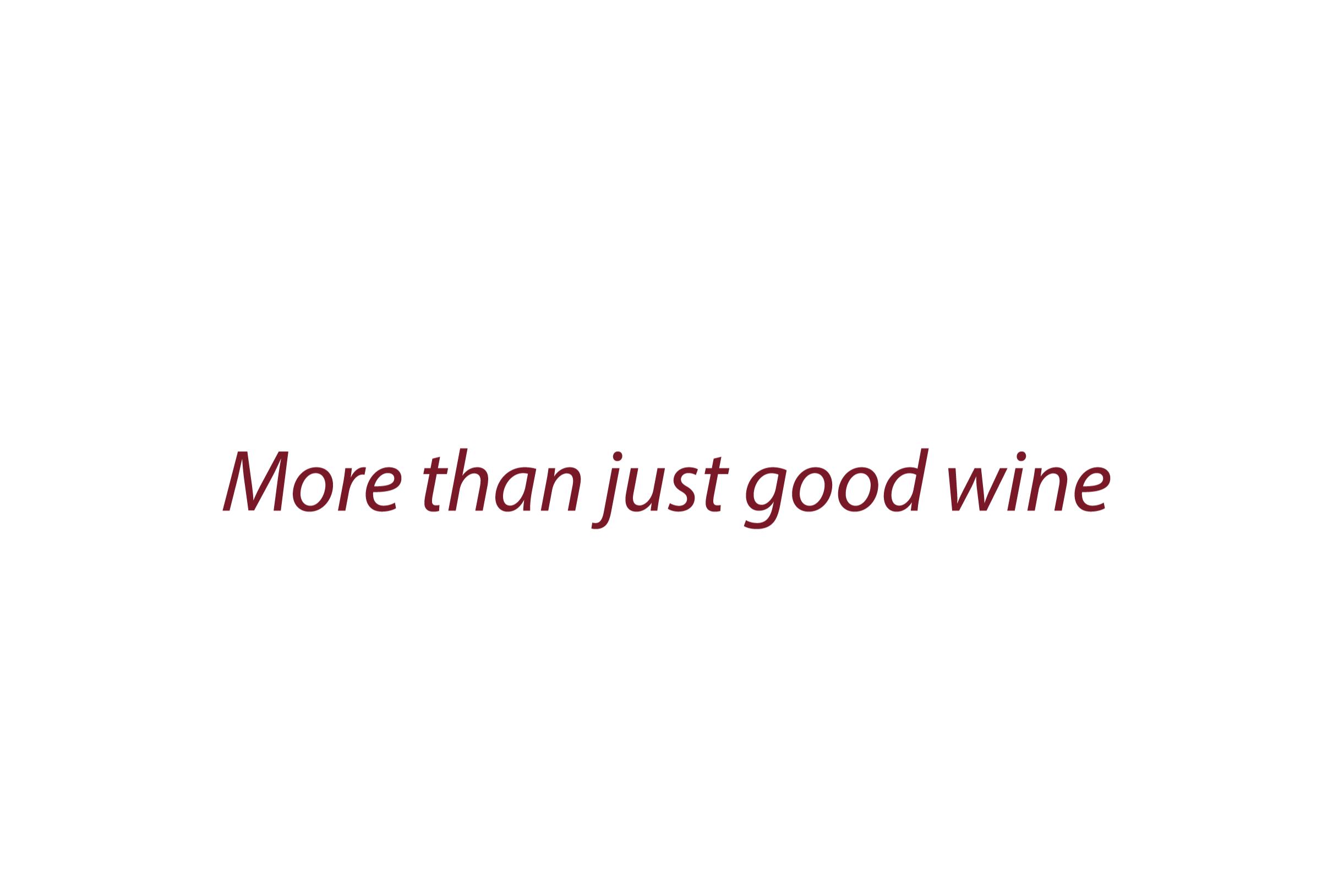More than just good wine skrevet med rød tekst på hvis baggrund.